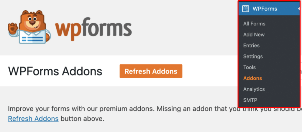 WPForms addons installation and activation on WordPress