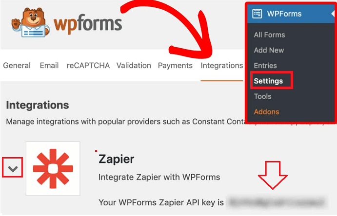 Zapier addon integration with WPForms