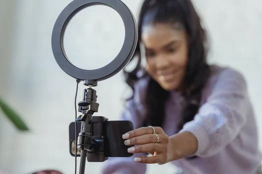 a Podcaster setting up equipment