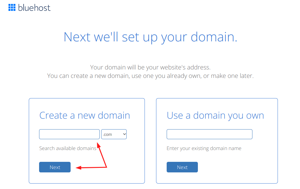 set up your free domain on bluehost