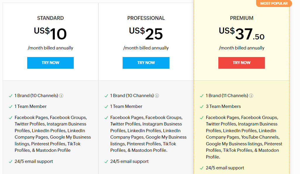 Zoho Social has the best social media management pricing plans for all business sizes.