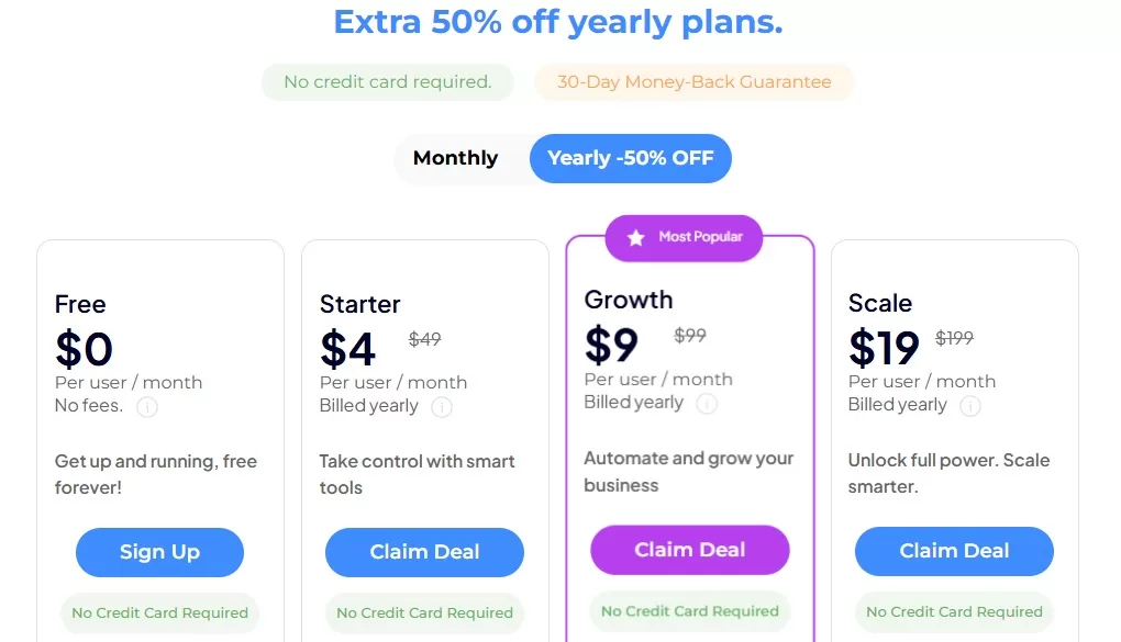 ClearCRM pricing plans up to 80% discounts.