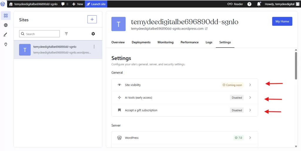 customize your WordPress.com site settings