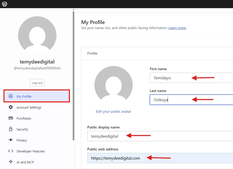 how to set up your WordPress.com profile